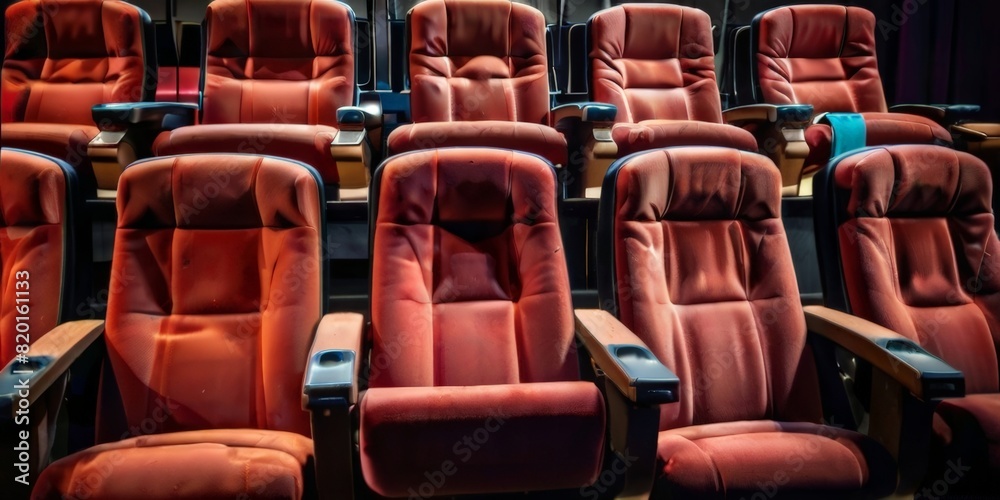 Obraz premium Illustrative photo of a cinema with a white screen