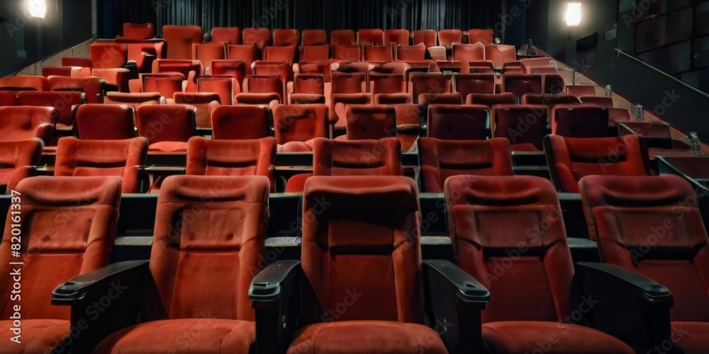Naklejka premium Illustrative photo of a cinema with a white screen