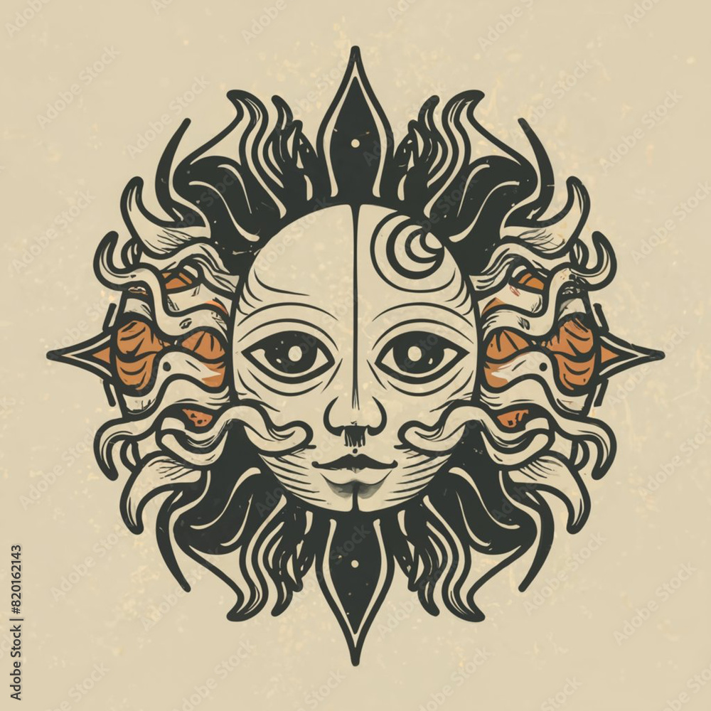 esoteric sun and moon in light and dark colors
esoteric sun and moon in light and dark colors