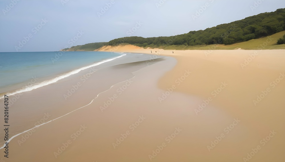 A tranquil beach with golden sands upscaled_2
