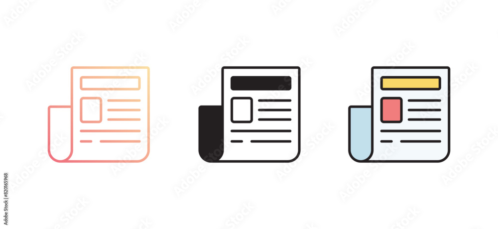 Newspaper icon design with white background stock illustration