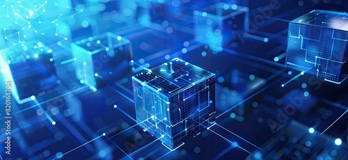 Innovative data storage solution presented through futuristic blue cubes.