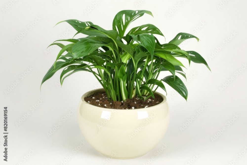 custom made wallpaper toronto digitalDecorative ceramic plant pot with small houseplant on a plain white backdrop - home decor - indoor gardening