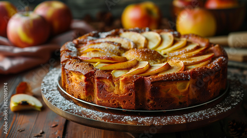 Leckerer frisch gebackener Apfelkuchen, AI