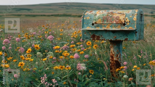 Mailbox positioned in a vibrant field of lush green grass, creating a picturesque and serene setting