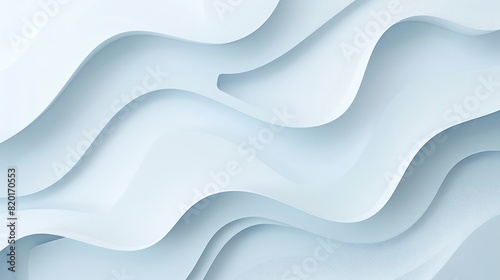 This image features a minimalist abstract design with blue and white wavy patterns that evoke a sense of flow and tranquility