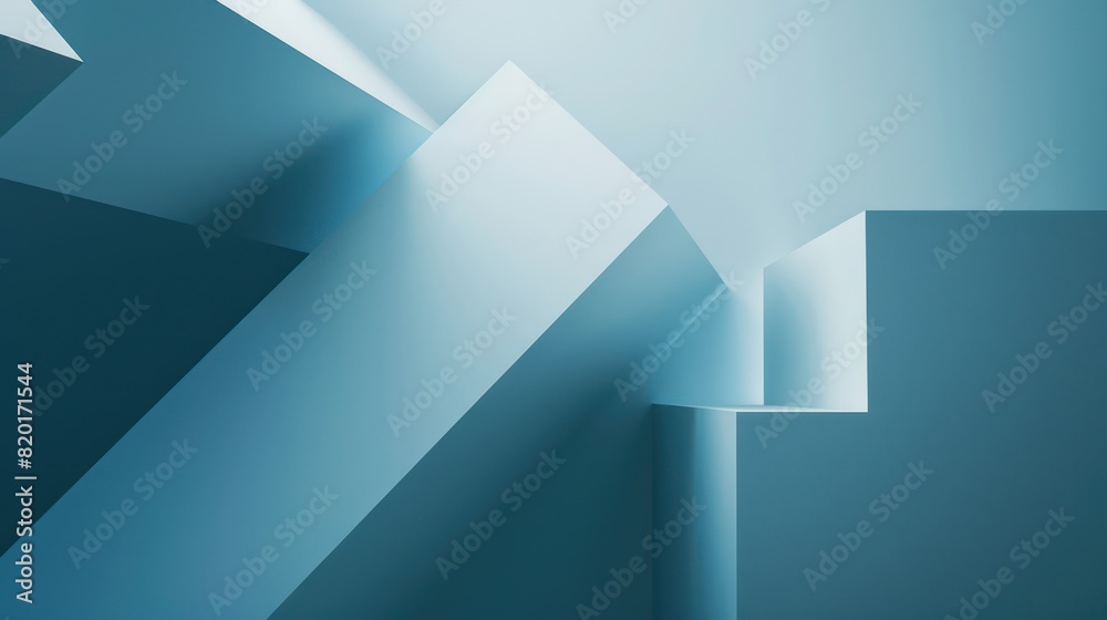 The image shows various shades of blue forming geometric shapes and angles with a light source The image shows various shades of blue forming geometric shapes and angles with a light source