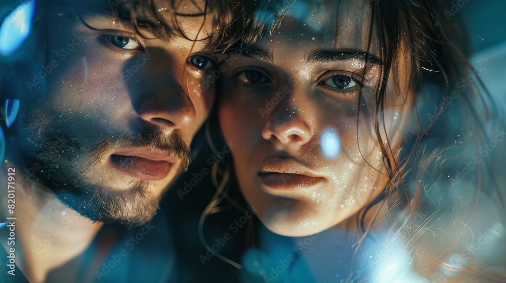 Obraz premium The intertwining faces of a man and a woman