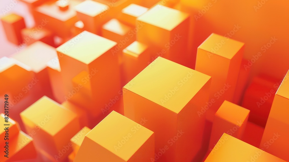 The image shows an array of three-dimensional, orange geometric shapes that create a repetitive pattern against a gradient background The image shows an array of three-dimensional, orange geometric shapes that create a repetitive pattern against a gradient background
