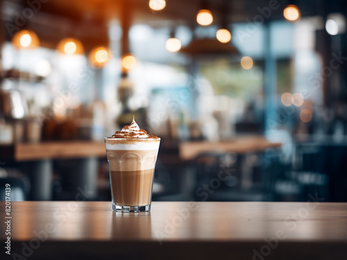 Coffee shop ambiance softly blurred with bokeh in daylight