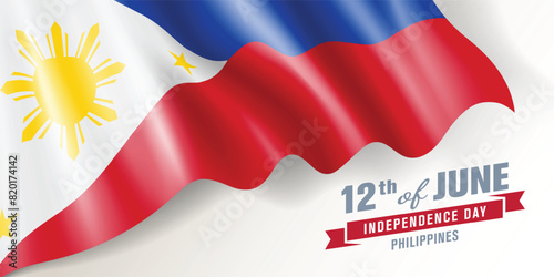 Philippines independence day vector banner, greeting card.