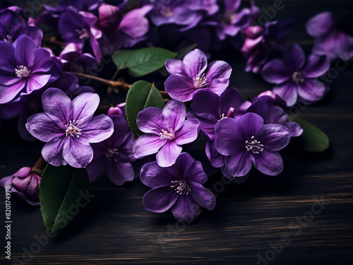 Regal purple blooms bring elegance to a rustic brown