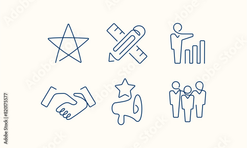 Business and marketing one line vector icons