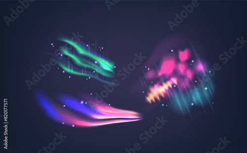Northern Lights Showcasing Hues Of Green, Pink, And Blue Against A Dark Backdrop. Vibrant Vector Display