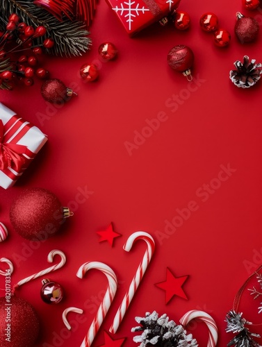 Holiday design with surprise gift box. Festive Christmas background. Merry Christmas and Happy New Year banner and poster