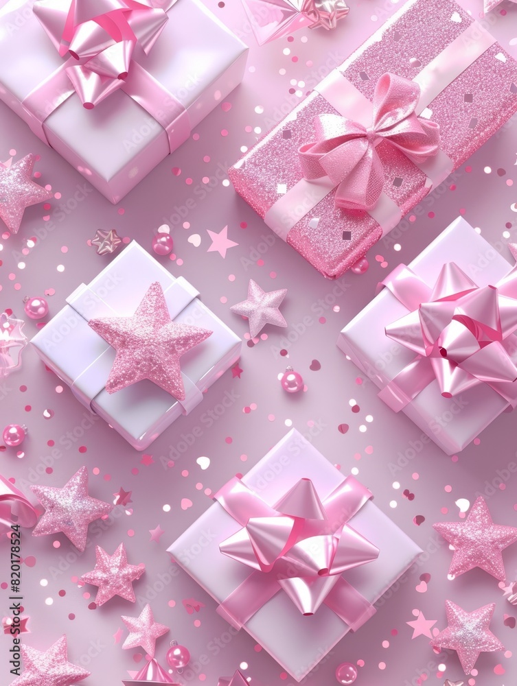 Holiday design with surprise gift box. Festive Christmas background. Merry Christmas and Happy New Year banner and poster