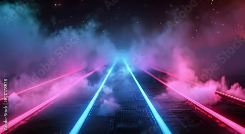 trendy retro synth lines perspective wallpaper with smoke footage photo
