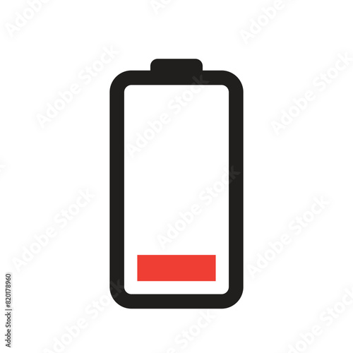 Vector battery icon. The low battery icon is red.