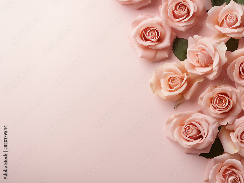 Soft backdrop adorned with blush roses, perfect for your message Soft backdrop adorned with blush roses, perfect for your message