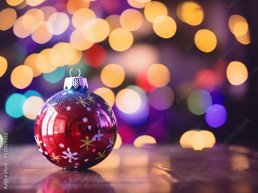 Fototapeta premium Soft focus enhances the festive mood with blurred Christmas lights in the background