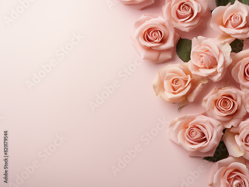 Soft backdrop adorned with blush roses, perfect for your message