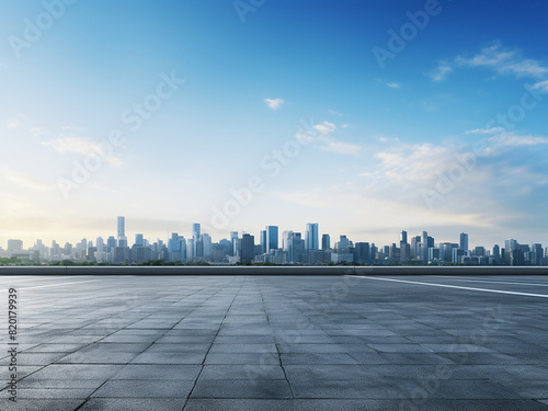 Wander along an empty concrete road as the city awakens under a blue dawn