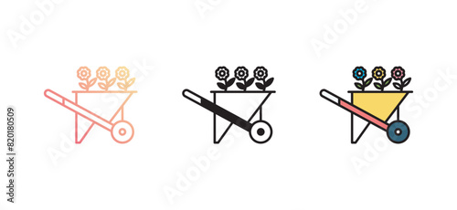 Wheel barrow icon design with white background stock illustration