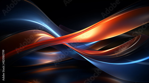 Orange and blue curved lines on black background