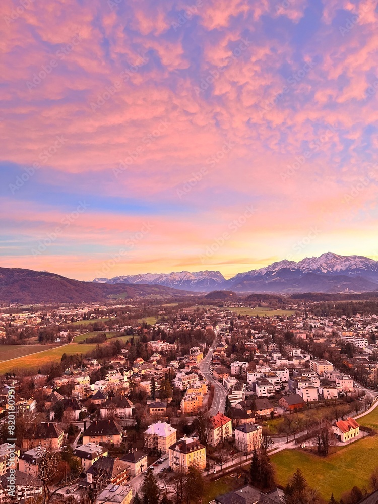 Naklejka premium Salzburg sunset view 