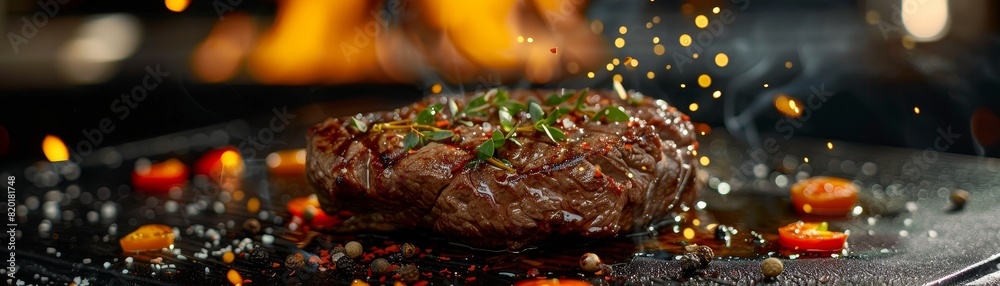 Kangaroo steak, grilled, served with native bush spices, modern Australian restaurant Kangaroo steak, grilled, served with native bush spices, modern Australian restaurant