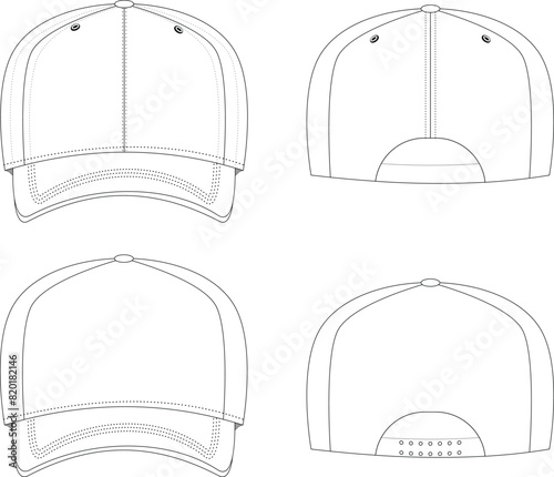 Baseball cap mockup vector illustrations