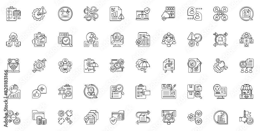 Business Continuity Vector icon set - Outline