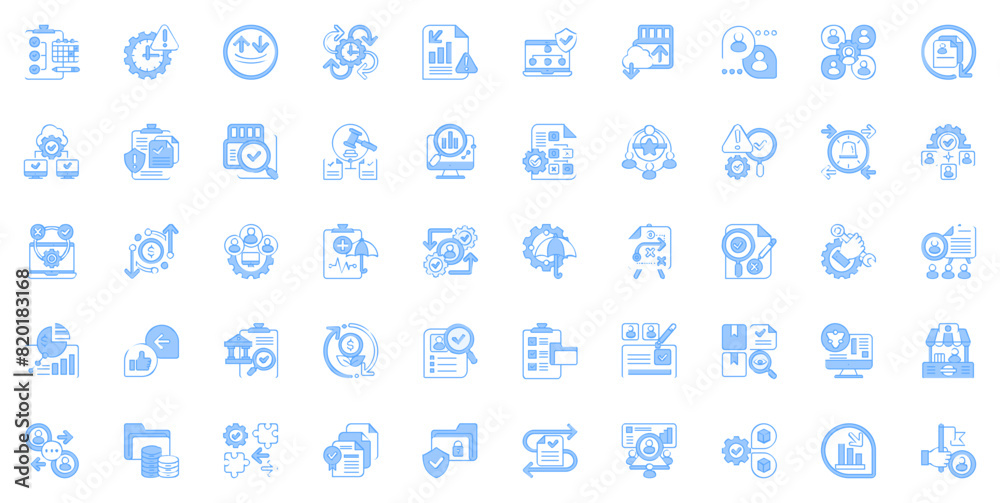 Business Continuity Vector icon set - Blue Business Continuity Vector icon set - Blue