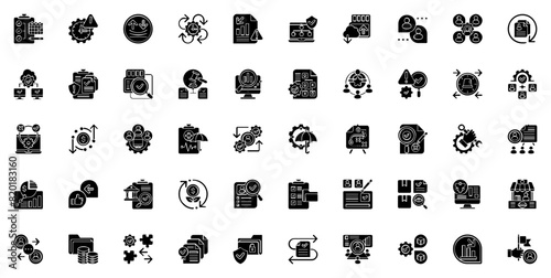 Business Continuity Vector icon set - Glyph