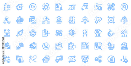 Business Continuity Vector icon set - Blue