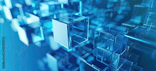 Blue cubic modules embodying the next generation of data storage technology.