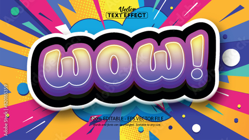 Colorful wow text effect with abstract background