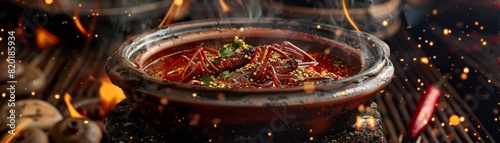 Scorpion soup, served in a clay pot, exotic dish in a Chinese village