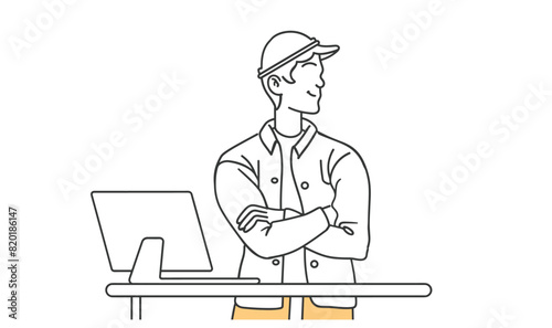 Busy Business Person Man, Productivity, Time Management, Work-Life Balance, Stress Management, Success, line art vector illustration, modern line art. 