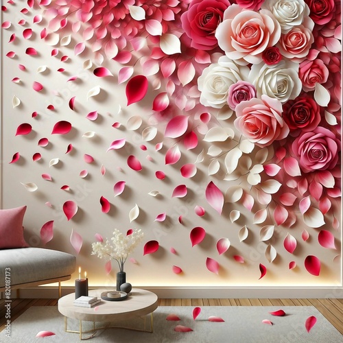 rose petals in a vase on the table