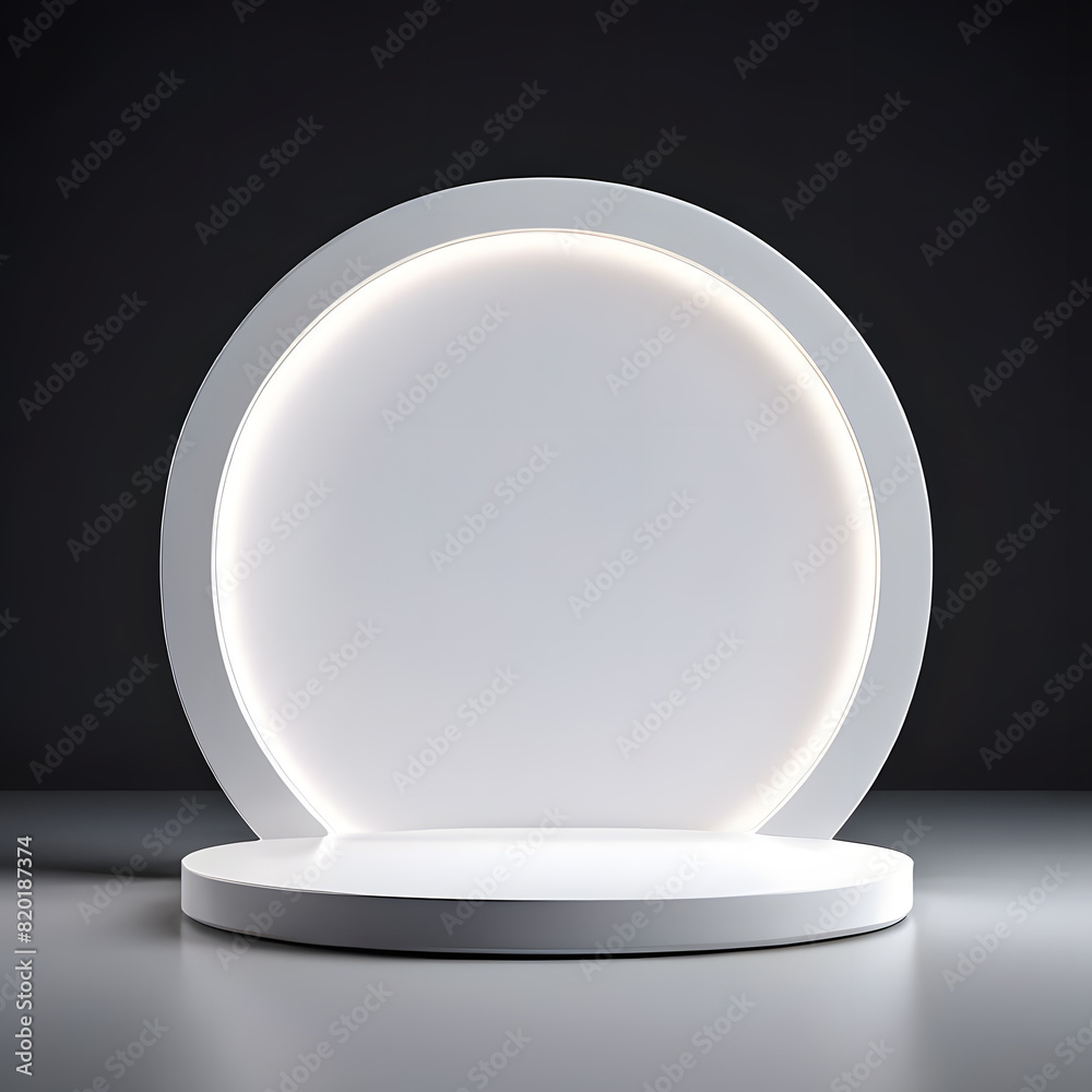 White round podium on a dark background. 3d rendering, 3d illustration. White round podium on a dark background. 3d rendering, 3d illustration.