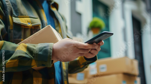 A customer using a mobile app to track their package delivery.