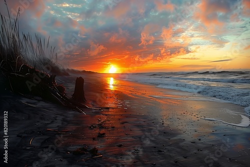 sunset beach person walking sand haida stray oregon surf morning time jupiter spectacular sun myrtle photo