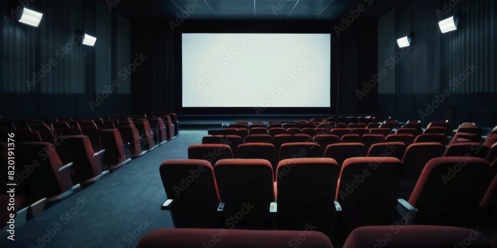 Illustrative photo of a cinema with a white screen Illustrative photo of a cinema with a white screen