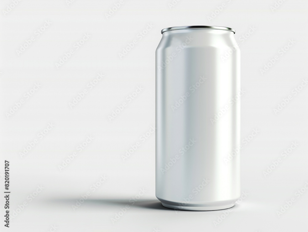 White blank drink can in isolated white background. Aluminum beverage soda or beer can for mockup. AI generated White blank drink can in isolated white background. Aluminum beverage soda or beer can for mockup. AI generated
