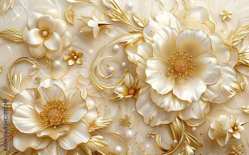 golden background with 3d flower