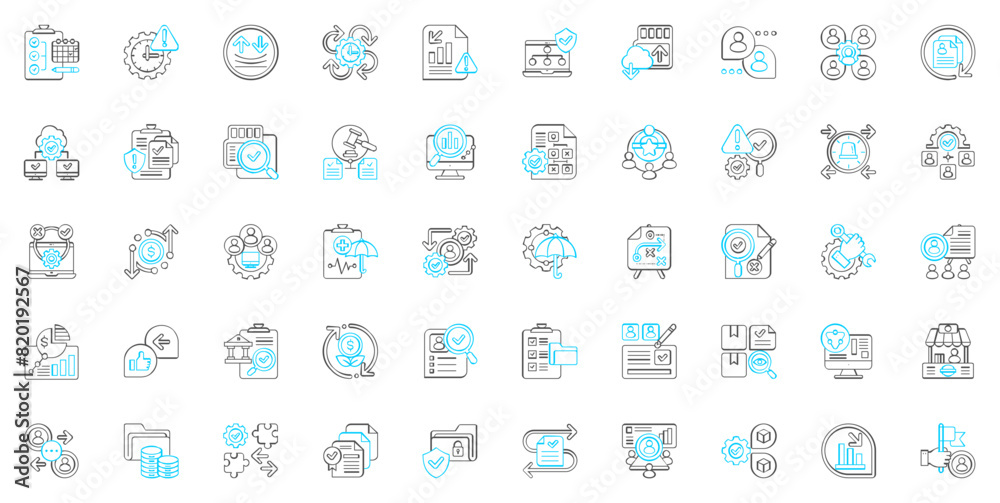 Business Continuity Vector icon set - Blue combination of color lines Business Continuity Vector icon set - Blue combination of color lines