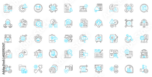 Business Continuity Vector icon set - Blue combination of color lines