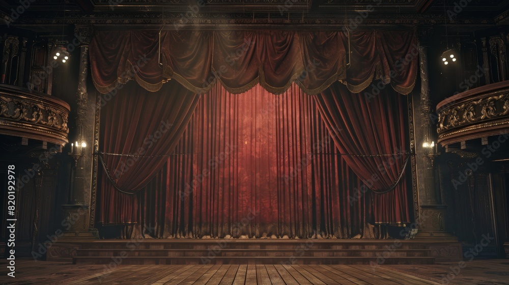 Classic theater stage with red curtains - A classic theater stage with ...