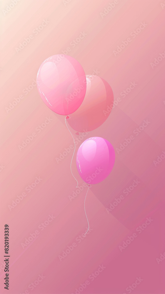 Two pink balloons with transparent effect - A pair of balloons with a transparent look over a diagonal gradient, evoking feelings of lightness and joy Two pink balloons with transparent effect - A pair of balloons with a transparent look over a diagonal gradient, evoking feelings of lightness and joy
